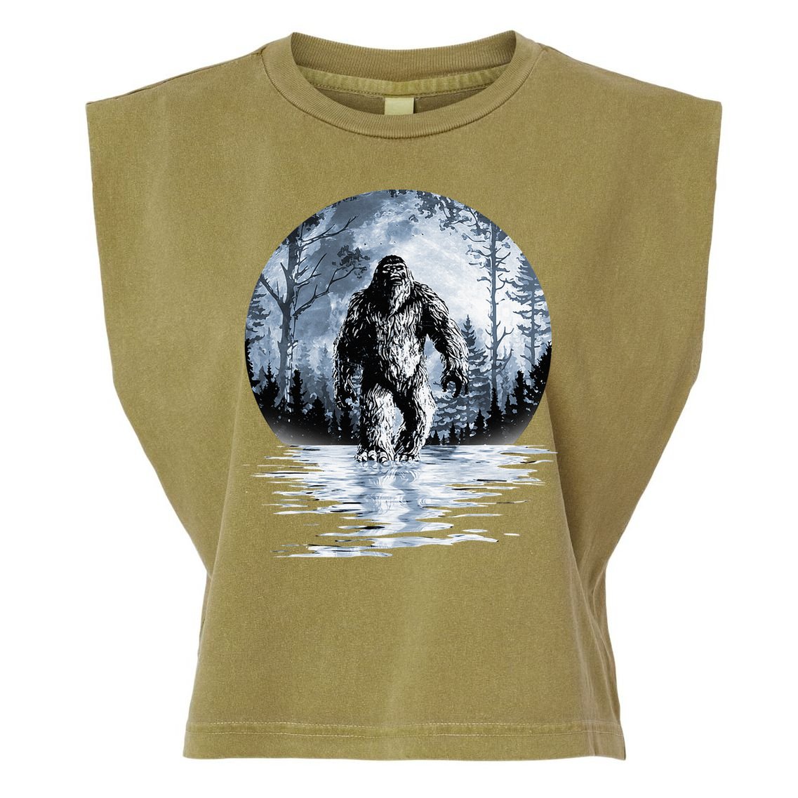 Women Bigfoot Moon Lunar Sasquatch Garment-Dyed Women's Muscle Tee
