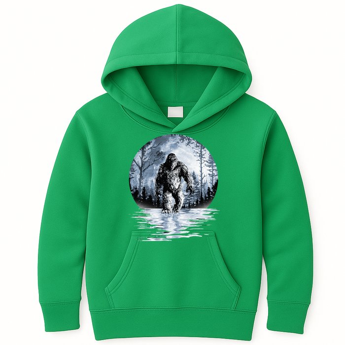 Women Bigfoot Moon Lunar Sasquatch Kids Hoodie