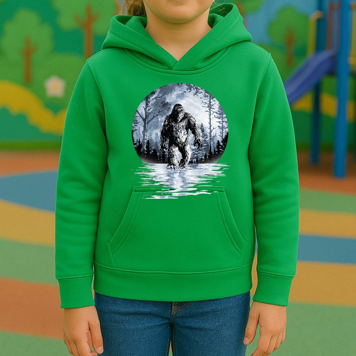 Women Bigfoot Moon Lunar Sasquatch Kids Hoodie