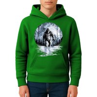 Women Bigfoot Moon Lunar Sasquatch Kids Hoodie