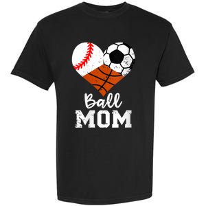 Wo Ball Mom Funny Baseball Soccer Basketball Mom V-Neck Garment-Dyed Heavyweight T-Shirt