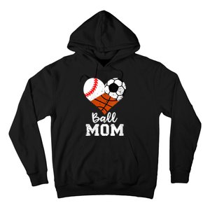 Wo Ball Mom Funny Baseball Soccer Basketball Mom V-Neck Hoodie