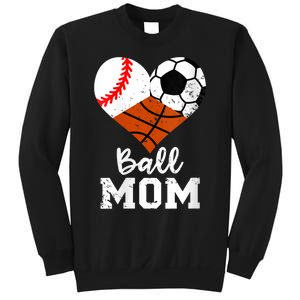 Wo Ball Mom Funny Baseball Soccer Basketball Mom V-Neck Sweatshirt