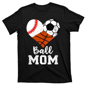 Wo Ball Mom Funny Baseball Soccer Basketball Mom V-Neck T-Shirt