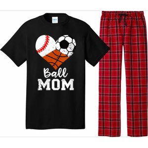 Wo Ball Mom Funny Baseball Soccer Basketball Mom V-Neck Pajama Set