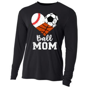 Wo Ball Mom Funny Baseball Soccer Basketball Mom V-Neck Cooling Performance Long Sleeve Crew