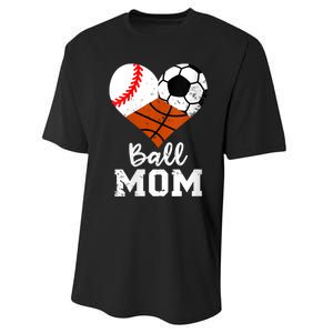 Wo Ball Mom Funny Baseball Soccer Basketball Mom V-Neck Performance Sprint T-Shirt