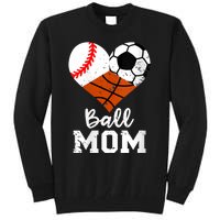 Wo Ball Mom Funny Baseball Soccer Basketball Mom V-Neck Tall Sweatshirt