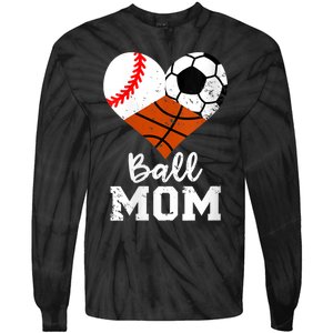 Wo Ball Mom Funny Baseball Soccer Basketball Mom V-Neck Tie-Dye Long Sleeve Shirt