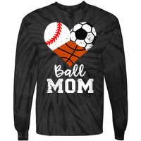 Wo Ball Mom Funny Baseball Soccer Basketball Mom V-Neck Tie-Dye Long Sleeve Shirt