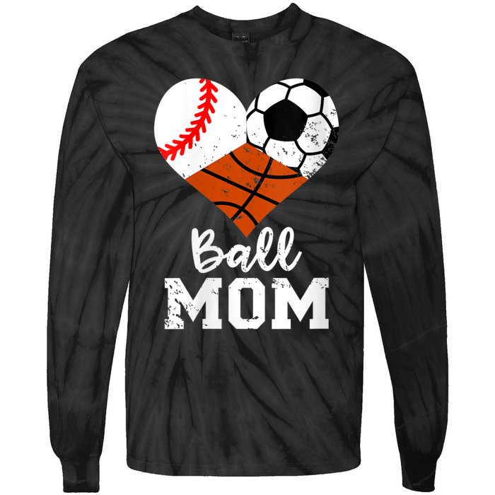 Wo Ball Mom Funny Baseball Soccer Basketball Mom V-Neck Tie-Dye Long Sleeve Shirt