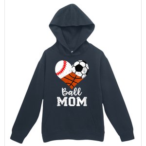 Wo Ball Mom Funny Baseball Soccer Basketball Mom V-Neck Urban Pullover Hoodie