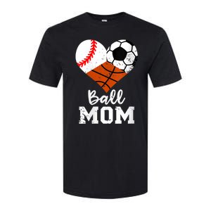 Wo Ball Mom Funny Baseball Soccer Basketball Mom V-Neck Softstyle CVC T-Shirt