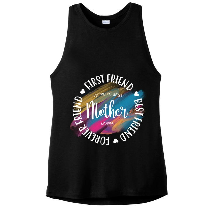 Worlds Best Mother Ever Cute Mother's Day Gift Ladies PosiCharge Tri-Blend Wicking Tank