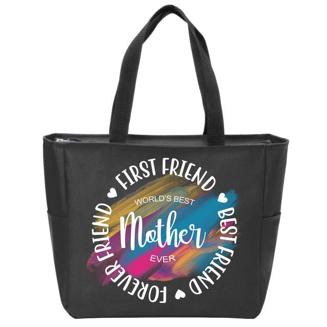 Worlds Best Mother Ever Cute Mother's Day Gift Zip Tote Bag