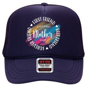 Worlds Best Mother Ever Cute Mother's Day Gift High Crown Mesh Back Trucker Hat