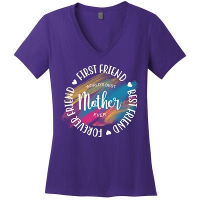 Worlds Best Mother Ever Cute Mother's Day Gift Women's V-Neck T-Shirt