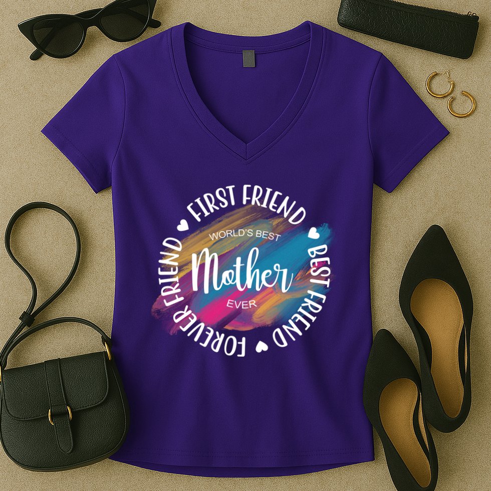 Worlds Best Mother Ever Cute Mother's Day Gift Women's V-Neck T-Shirt