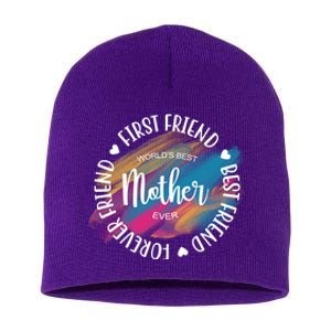 Worlds Best Mother Ever Cute Mother's Day Gift Short Acrylic Beanie