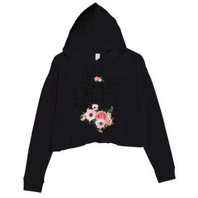 Womens Best Mawmaw Ever Floral Decoration Grandma Crop Fleece Hoodie