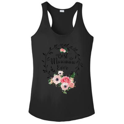 Womens Best Mawmaw Ever Floral Decoration Grandma Ladies PosiCharge Competitor Racerback Tank