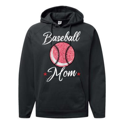 Womens Baseball Mom Cool Sport Mommy Mama Momma Wife Mother Performance Fleece Hoodie