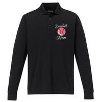 Womens Baseball Mom Cool Sport Mommy Mama Momma Wife Mother Performance Long Sleeve Polo