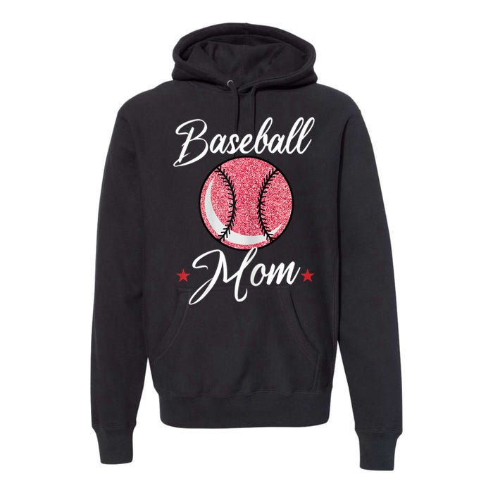 Womens Baseball Mom Cool Sport Mommy Mama Momma Wife Mother Premium Hoodie