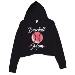 Womens Baseball Mom Cool Sport Mommy Mama Momma Wife Mother Crop Fleece Hoodie