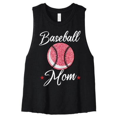 Womens Baseball Mom Cool Sport Mommy Mama Momma Wife Mother Women's Racerback Cropped Tank