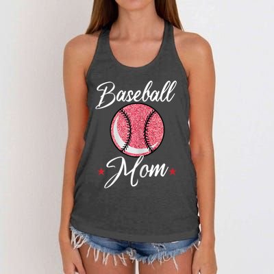 Womens Baseball Mom Cool Sport Mommy Mama Momma Wife Mother Women's Knotted Racerback Tank