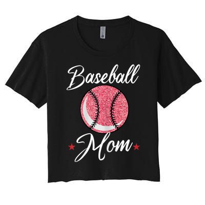 Womens Baseball Mom Cool Sport Mommy Mama Momma Wife Mother Women's Crop Top Tee