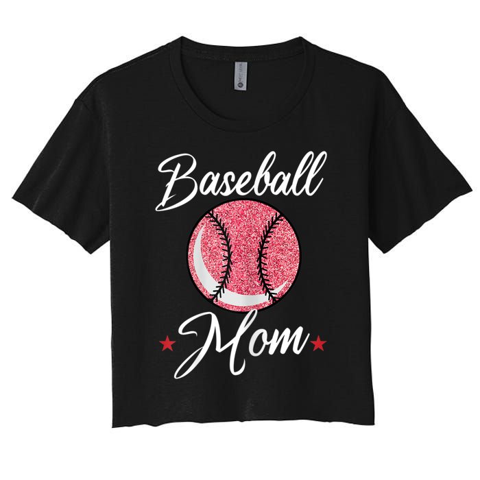 Womens Baseball Mom Cool Sport Mommy Mama Momma Wife Mother Women's Crop Top Tee