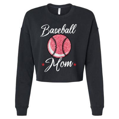 Womens Baseball Mom Cool Sport Mommy Mama Momma Wife Mother Cropped Pullover Crew