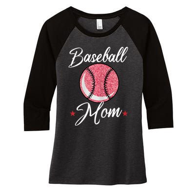 Womens Baseball Mom Cool Sport Mommy Mama Momma Wife Mother Women's Tri-Blend 3/4-Sleeve Raglan Shirt