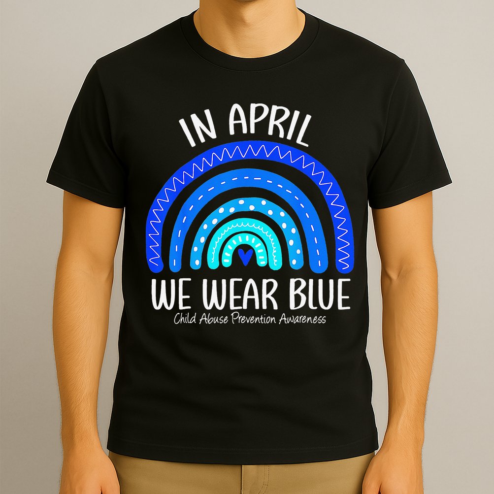 Wear Blue Messy Bun Child Abuse Prevention Awareness T-Shirt