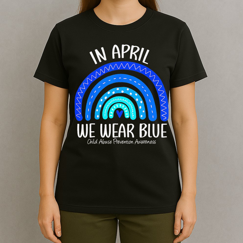Wear Blue Messy Bun Child Abuse Prevention Awareness T-Shirt