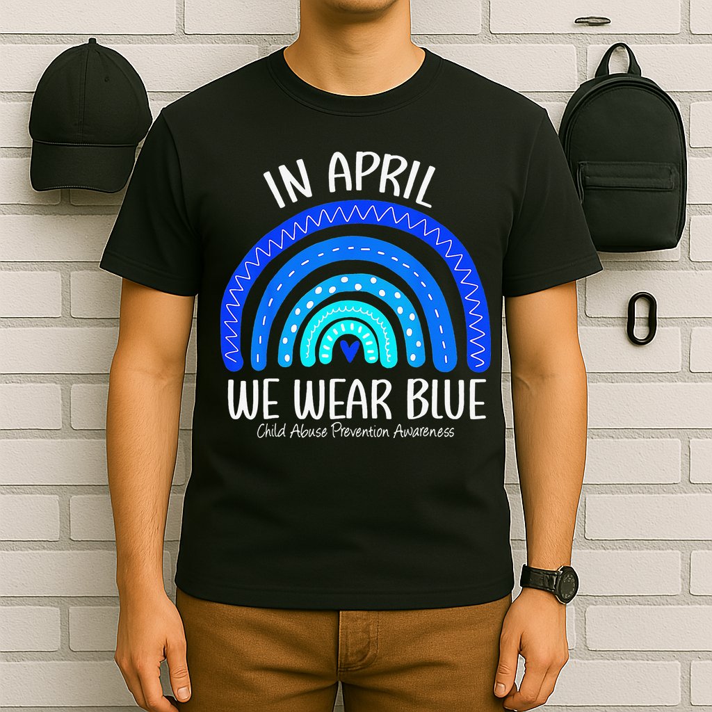 Wear Blue Messy Bun Child Abuse Prevention Awareness T-Shirt