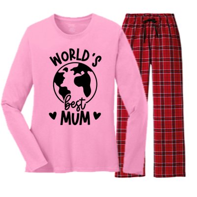 Worlds Best Mum Women's Long Sleeve Flannel Pajama Set 