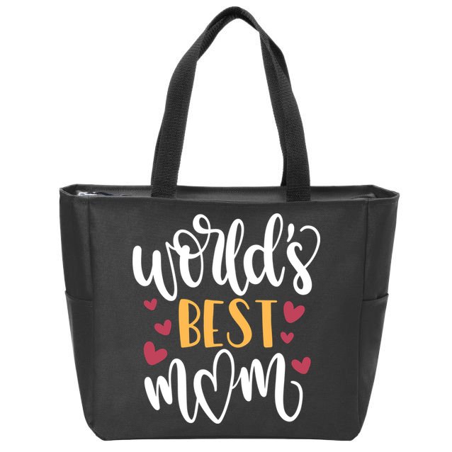 World's Best Mom Love Gift Zip Tote Bag