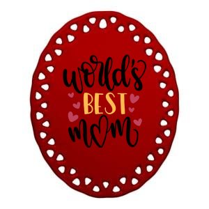 World's Best Mom Love Gift Ceramic Oval Ornament