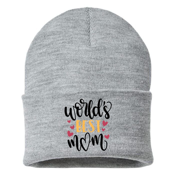 World's Best Mom Love Gift Sustainable Knit Beanie