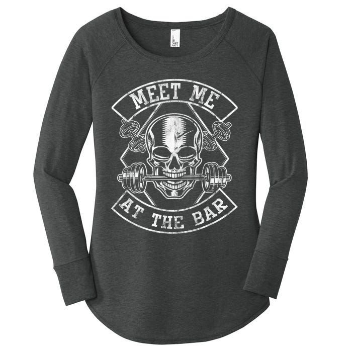 Weightlifting Bodybuilding Meet Me At The Bar Powerlifting Women's Perfect Tri Tunic Long Sleeve Shirt