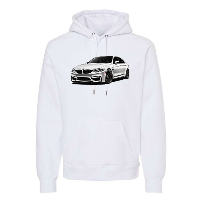 White Beamer M3m4 Sedan Sports Car Art M Series Premium Hoodie