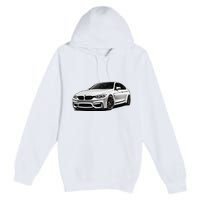 White Beamer M3m4 Sedan Sports Car Art M Series Premium Pullover Hoodie