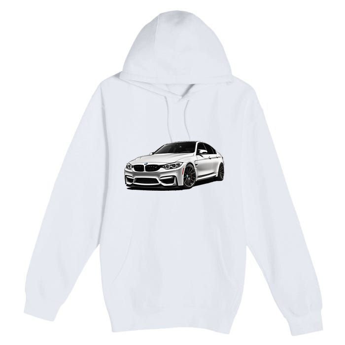 White Beamer M3m4 Sedan Sports Car Art M Series Premium Pullover Hoodie