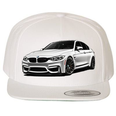 White Beamer M3m4 Sedan Sports Car Art M Series Wool Snapback Cap