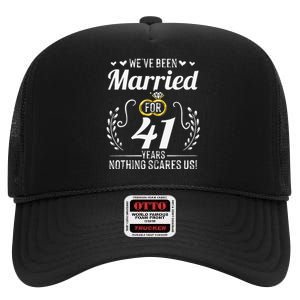 We've Been Married For 41 Years For Couples 41st Anniversary High Crown Mesh Back Trucker Hat