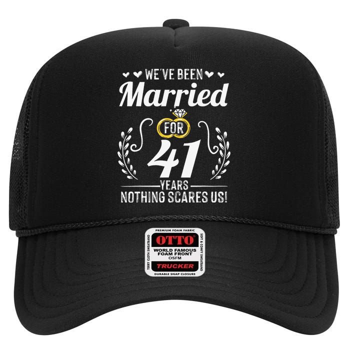 We've Been Married For 41 Years For Couples 41st Anniversary High Crown Mesh Back Trucker Hat