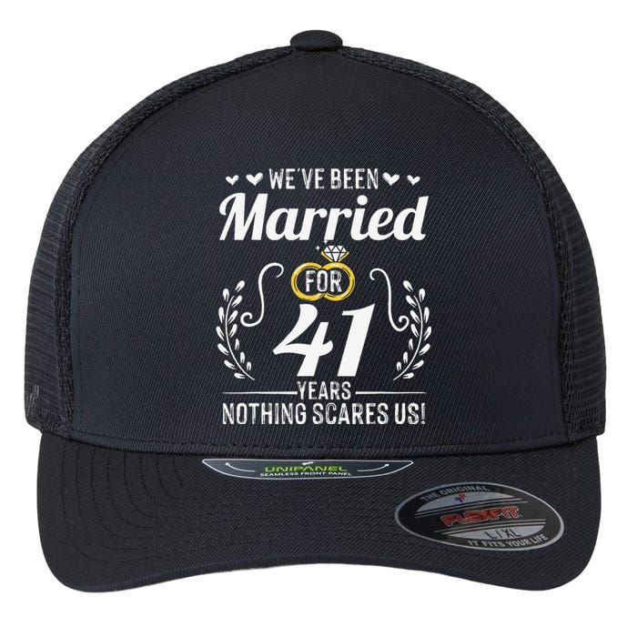 We've Been Married For 41 Years For Couples 41st Anniversary Flexfit Unipanel Trucker Cap